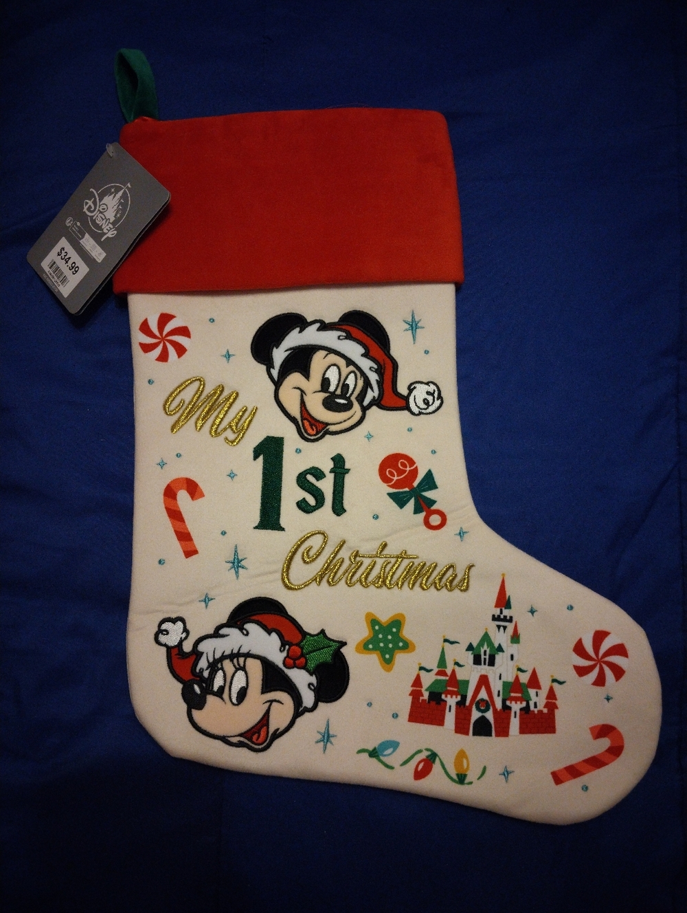 DISNEY STORE MICKEY AND MINNIE MY 1ST CHRISTMAS STOCKING NWT